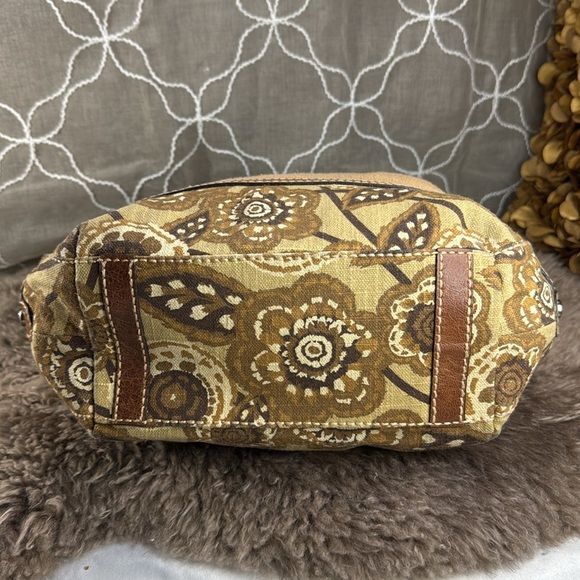 Vintage Fossil shoulder bag in caramel, fabric with leather details, florar - Picture 8 of 15
